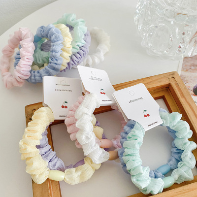 Candy Color Ins Small Intestine Hair Band Sweet Colorful Head Rope Korean Ins Rubber Band Cream Rubber Band Fabric Fairy Head Rope