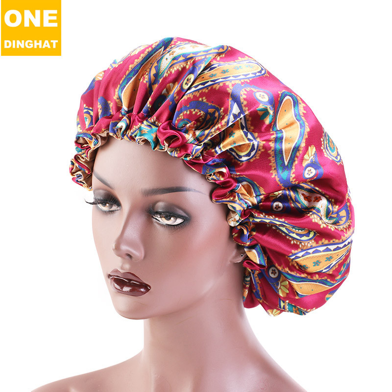 亚马逊热卖色丁双层圆帽 睡帽 仿真丝头套护发帽 洗漱帽 化疗帽子