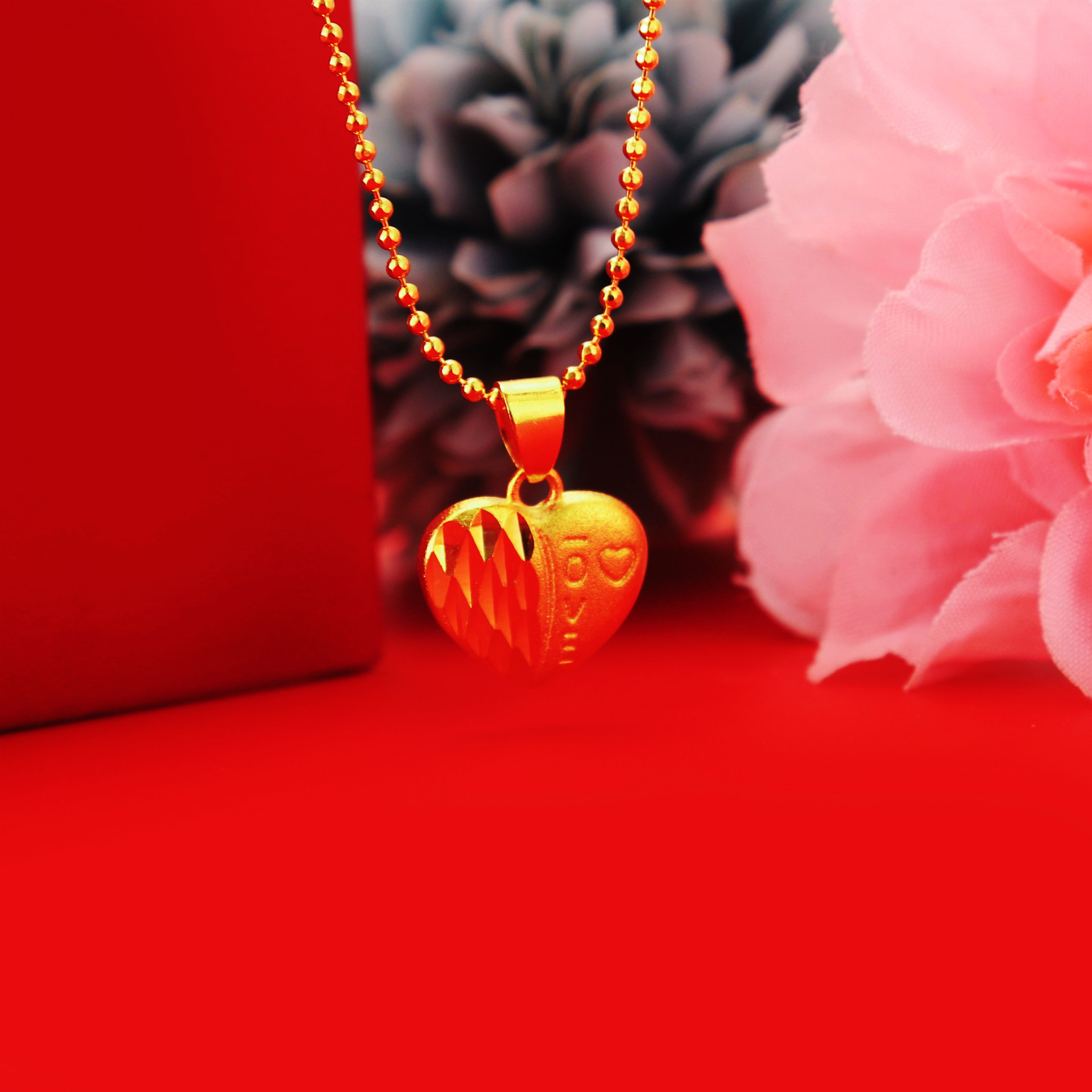 新款越南沙金饰品桃心吊坠女 时尚心形小吊坠仿黄金坠子厂家批发