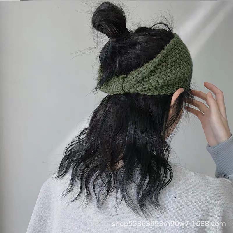 秋冬手工针织毛线宽边复古发带头箍 韩版ins甜美发箍森女系头饰品