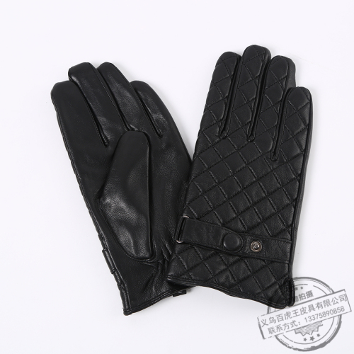 Tiger King New Men‘s Plaid Imported Sheepskin Autumn and Winter Warm Leather Gloves Outdoor Riding Motorcycle