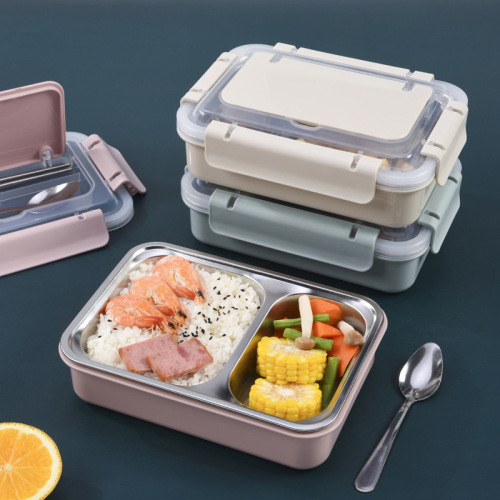 large capacity four-button sealed stainless steel lunch box student cartoon lunch box gift customized lunch box 7711
