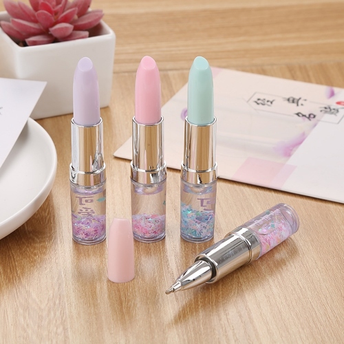 korean creative stationery online celebrity girl heart lipstick gel pen cute student water pen fresh quicksand powder signature pen