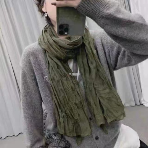 fashion all-match monochrome twist paris yarn scarf wrinkle scarf