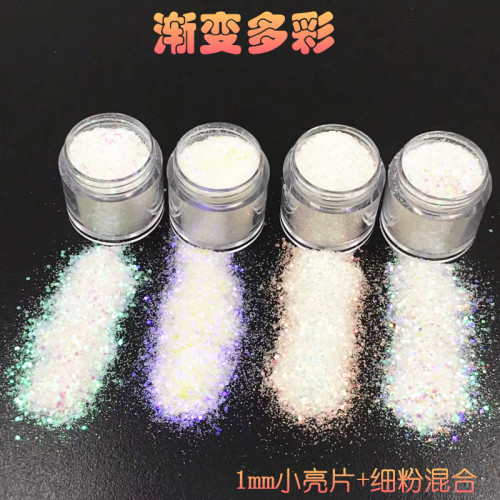 Bottled Nail Art Glitter Powder Mixed Gradient Bright Powder Magic Color Laser Sequins Nail Polish Epoxy Lo Mother Makeup 10ml