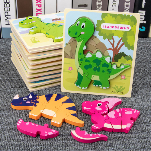 children‘s wooden 3d puzzle puzzle animal children‘s puzzle diy large dinosaur series puzzle early education toys