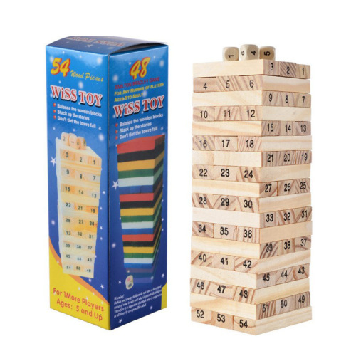 pine jenga boxed 54 pieces get 4 dice draw building blocks domino digital layered gift batch