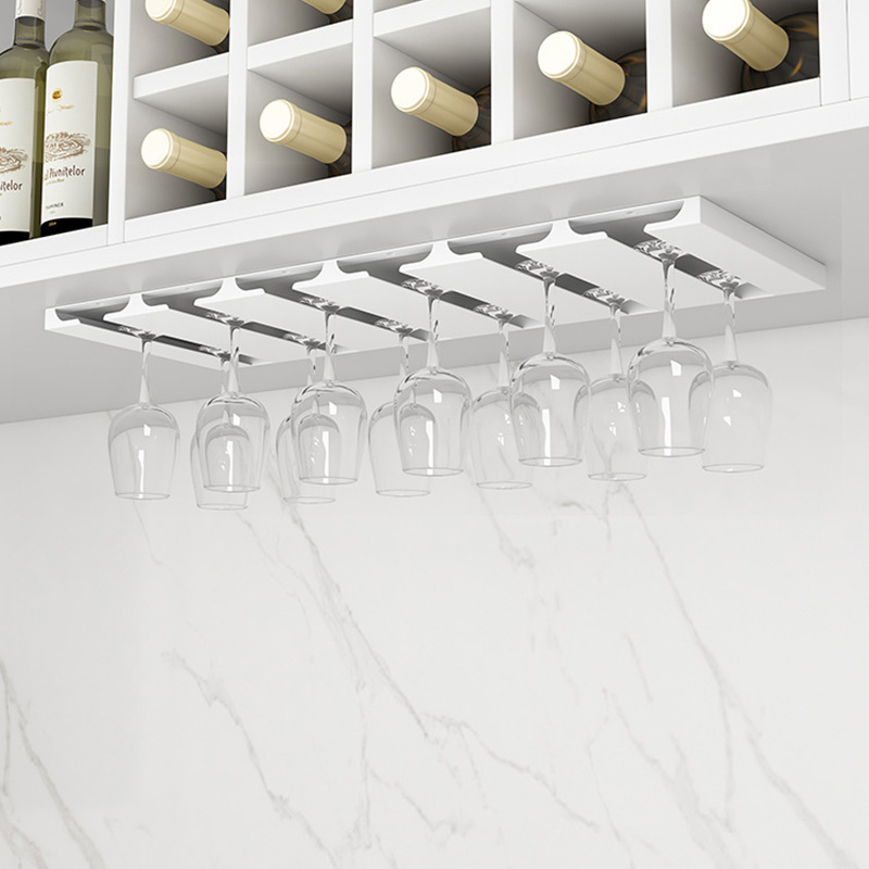 家用吧台高脚杯架酒杯收纳置物架倒挂悬挂免打孔不锈钢红酒杯架子