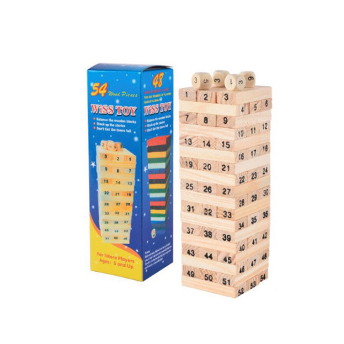 large pine jenga 54 pieces get 4 dice building blocks domino children‘s digital layered toys