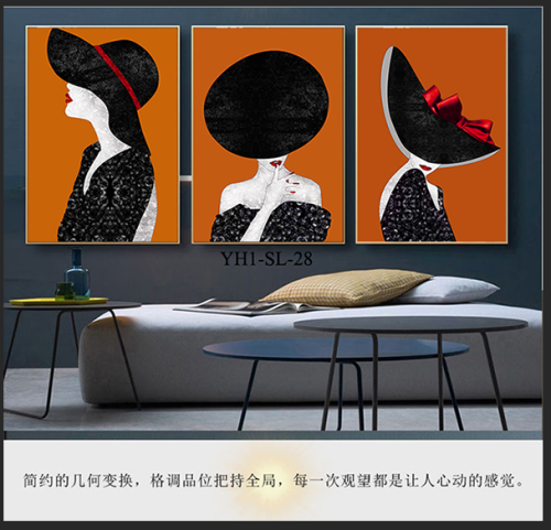 Exported to Northern Europe Decorative Figure Painting Modern Light Luxury Art Painting Living Room Coffee Shop Wall Painting Triptych