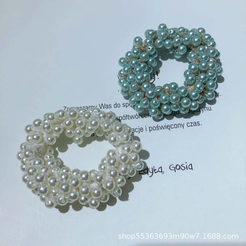 少女珍珠发圈头饰简约韩版网红编织皮套韩国甜美清新皮筋发绳发饰