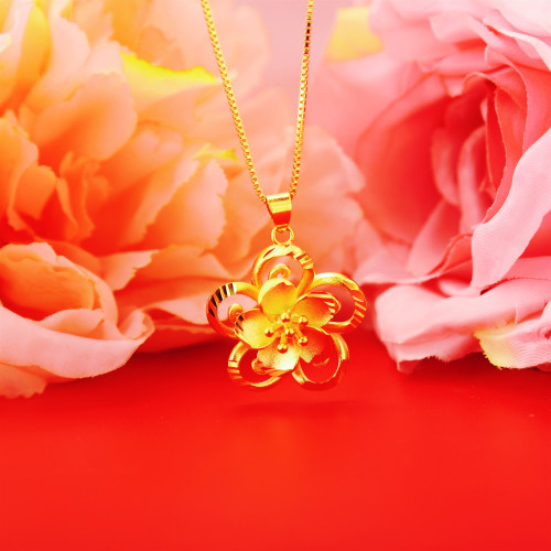 fashion temperament vietnam sand gold hollow flower pendant female brass gold plated pendant imitation gold jewelry factory wholesale
