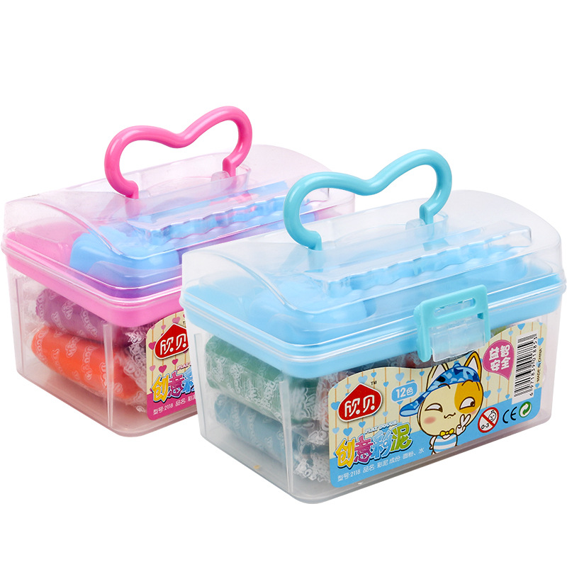 批发儿童12色欣贝多色彩泥套盒装橡皮泥学生儿童DIY手工玩具礼品