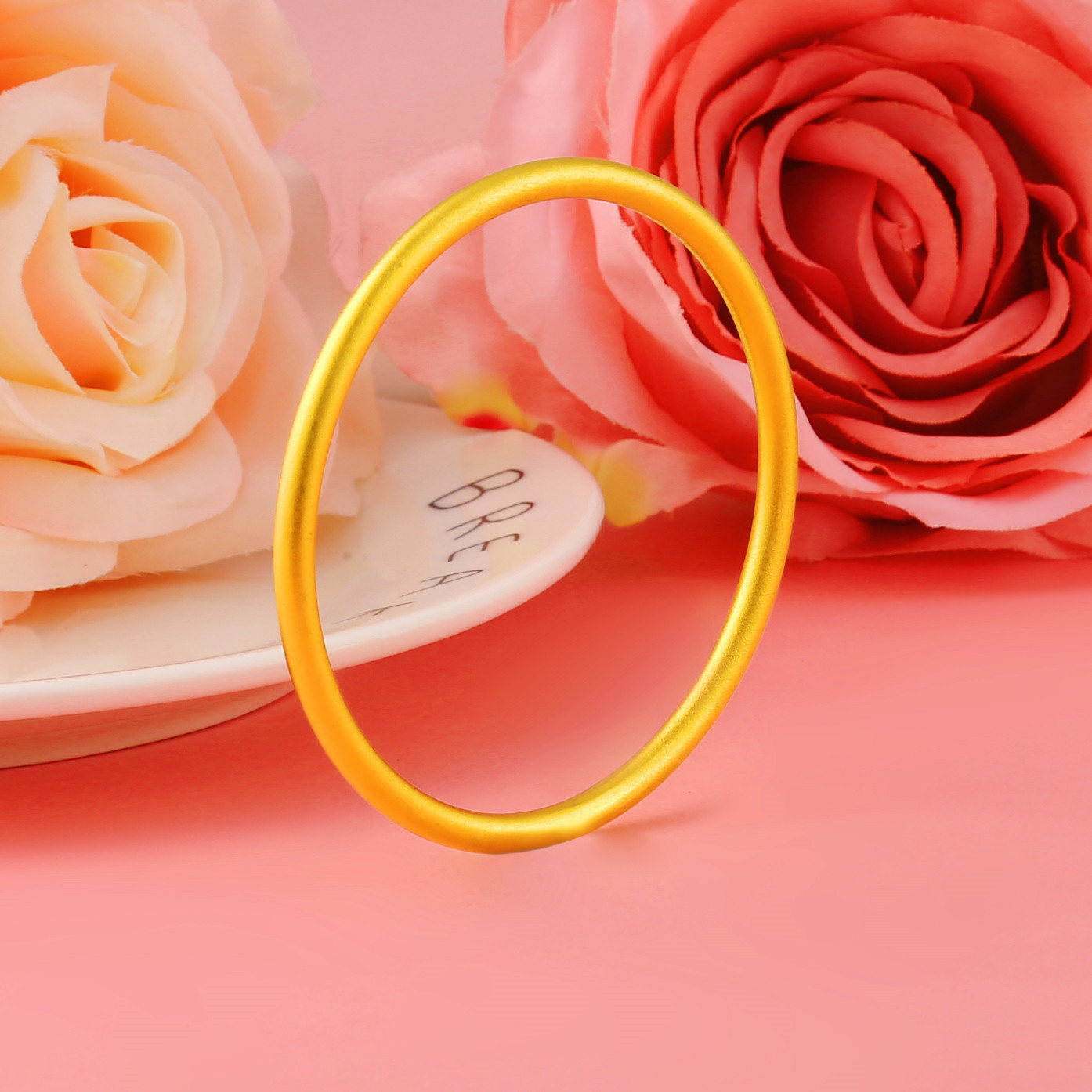 网红款古法传承手环镀金批发 越南沙金4mm小红书抖音直播古法手镯