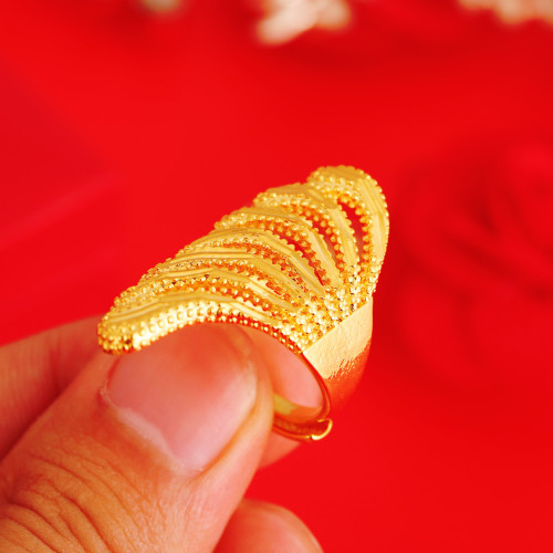 Gold Shop Same Style Vietnam Sand Gold Phoenix Tail Flower Big Female Ring Korean Temperament Plated 24K Gold Peacock Ring Jewelry Wholesale 