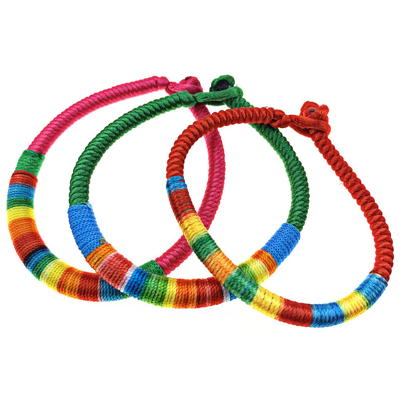 端午五彩线绳手链手绳 本命年转运红绳手工编织金刚结手链男女款