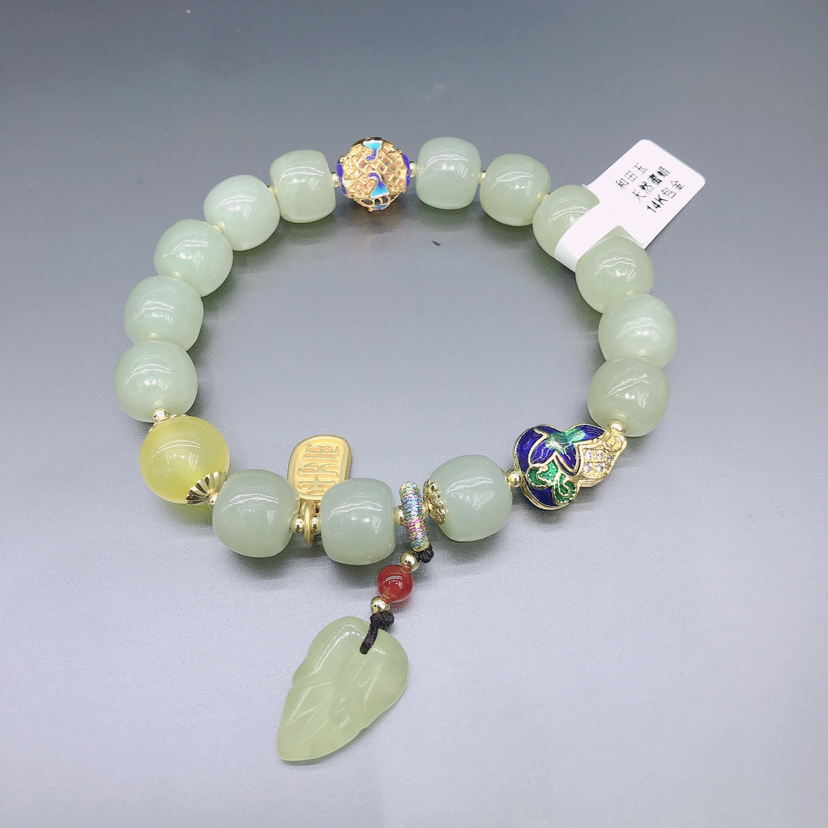 新款上新和田玉天然蜜蜡时尚气质精致款手链