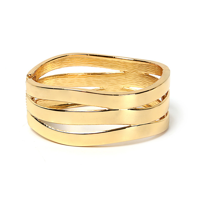 2020新款手镯跨境货源欧美流行合金首饰波浪镂空宽边手镯厂家批发