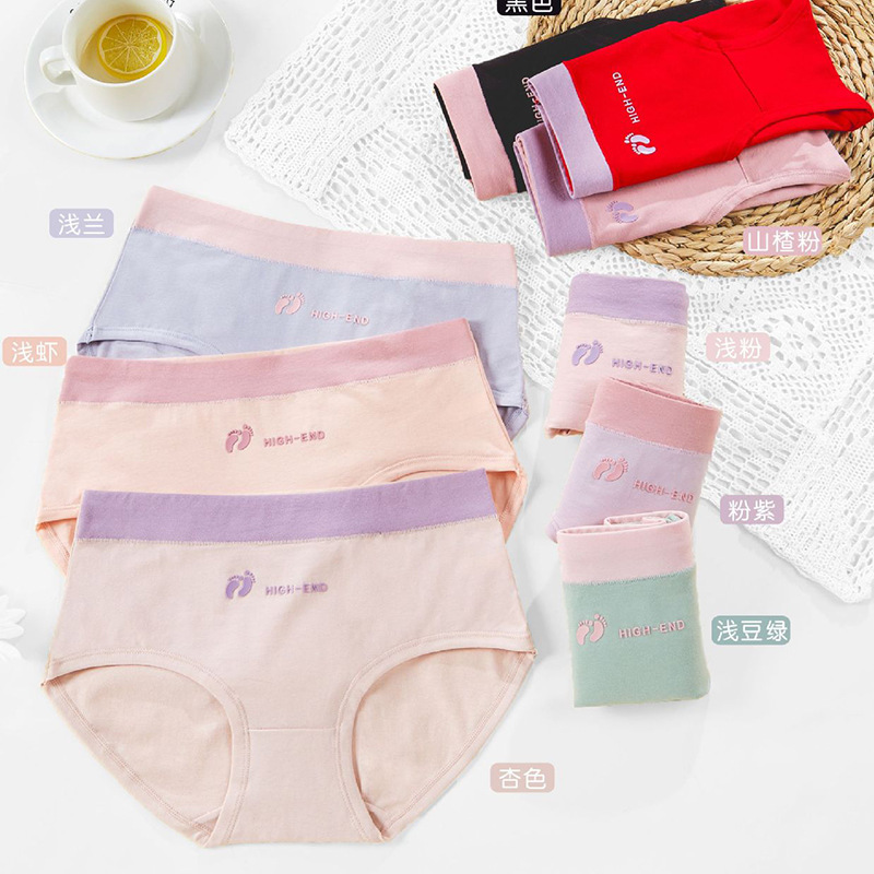 秋冬新款少女内裤 蝴蝶结性感蕾丝花边低腰印花棉质内裤厂家批发