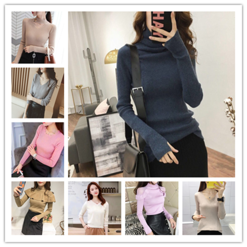 Factory Model Room Tail Goods Women‘s Spring and Autumn Bottoming Shirt Miscellaneous Pothole Sweater Sweater Wholesale Market Stall