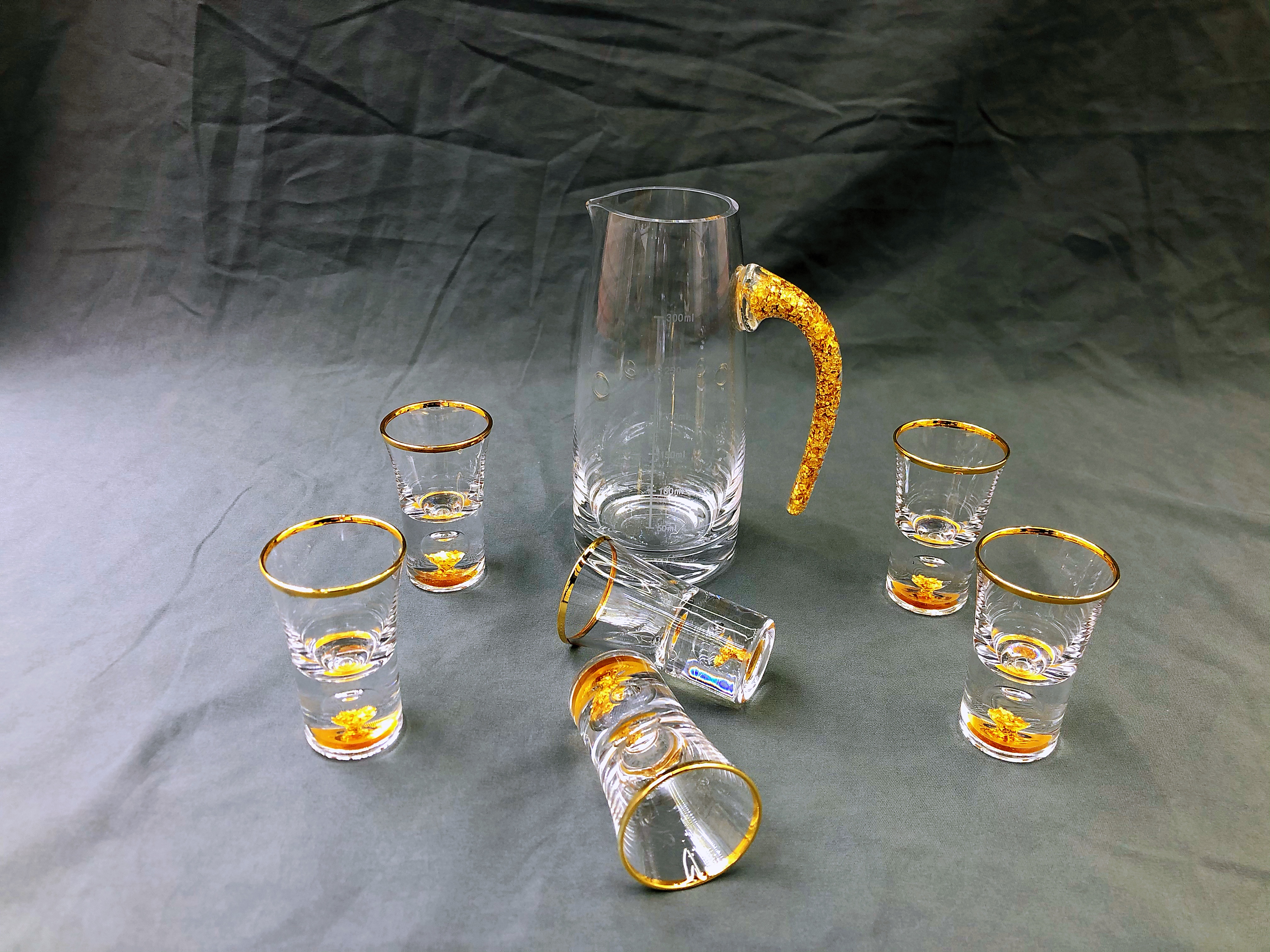 金箔分酒器 水晶分酒器   分酒器  玻璃分酒器