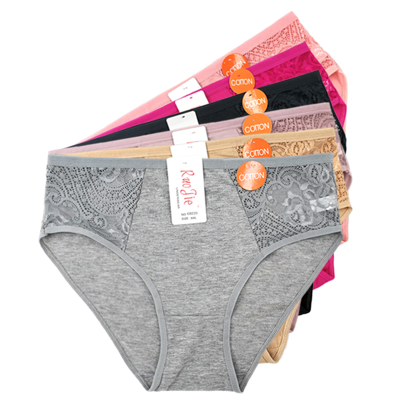 棉蕾丝分码女士高腰内裤 外贸现货出口小额批发女士棉内裤
