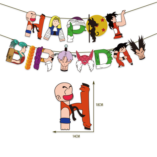 Dragon Ball Birthday theme Party Decoration Paper Banner Wukong Pull Flag Pull Flower Children‘s Birthday Party Supplies 