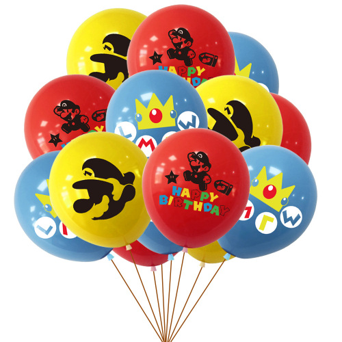 super mary theme birthday latex balloon set mario printed balloon game birthday party decoration