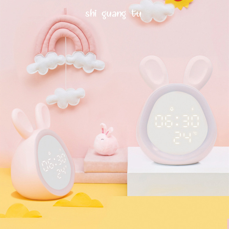 时光兔闹钟充电LED夜光数字钟带灯学生卡通小程序电子钟