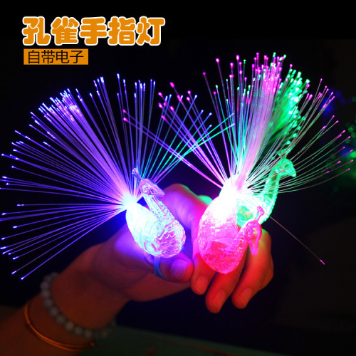 Light-Emitting Peacock Finger Lights Stall Hot Sale Children‘s Toy Night Market Light-Emitting Toy WeChat Business Push Scan Code Small Gift