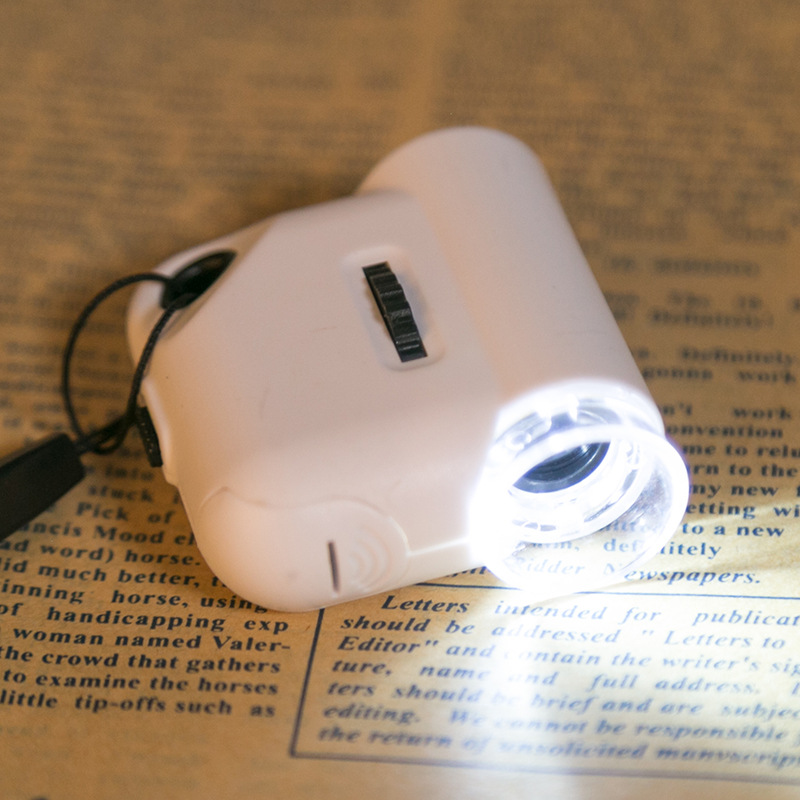 儿童随身带led灯显微镜TH-7004C高清显微镜 批发白色高倍率放大镜