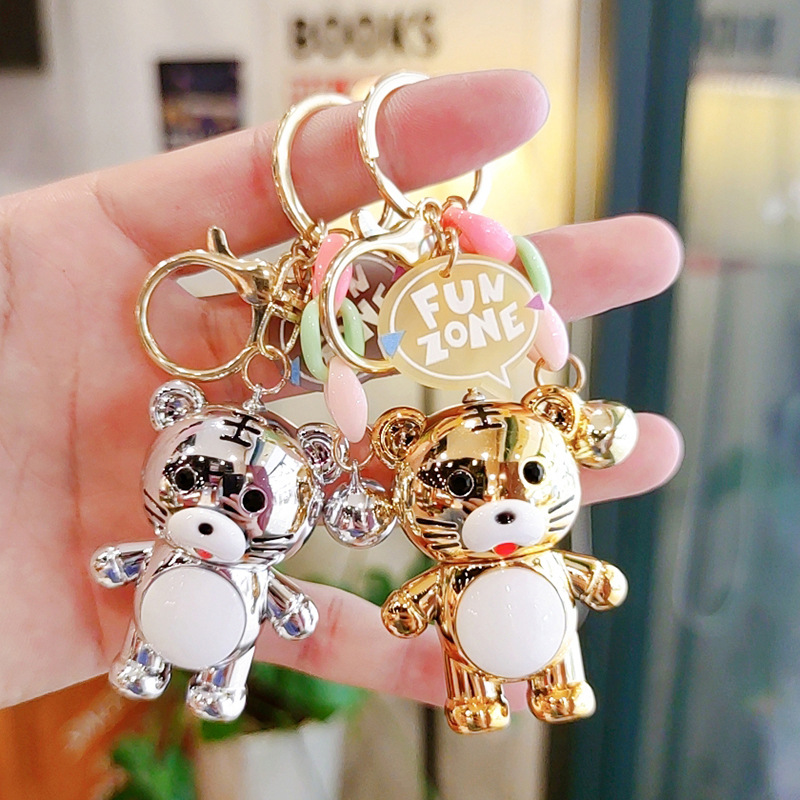 亚克力珠光老虎钥匙扣情侣包包挂件创意小礼品活动赠品爪机商品