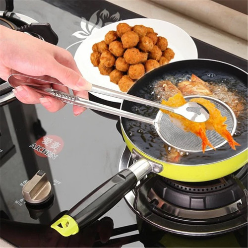 Kitchen Tools Stainless Steel Colander Oil Fishing Fried Food Colander Tofu Powder Sieve Filter Screen Food Oil Clip