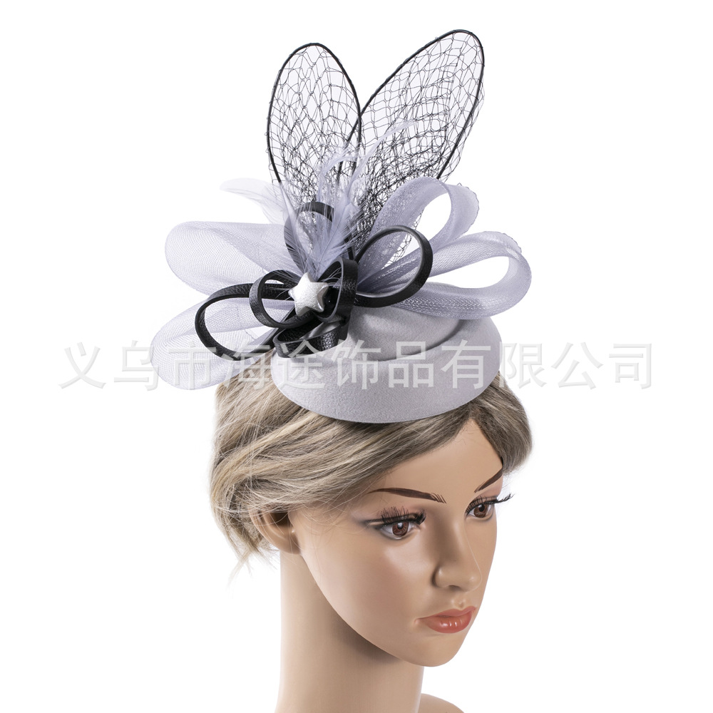 欧美跨境进口网纱珍珠五角星装饰小礼帽 晚宴复古新娘气质发饰女