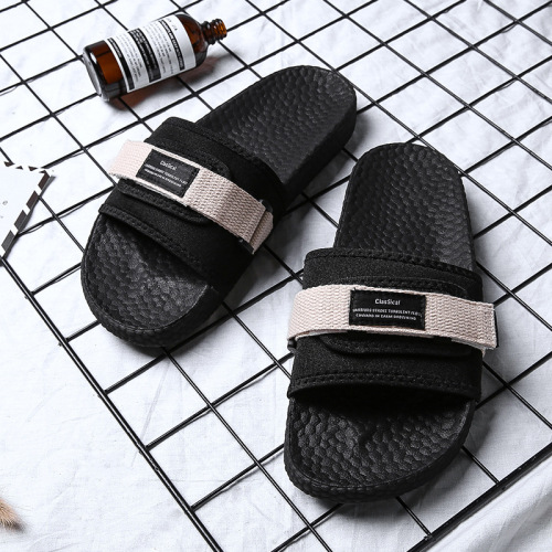 Popcorn Eva Soft Bottom Slippers men‘s Summer Velcro Outdoor Fashion Trend One-Word Slippers Viscose Shoes Men