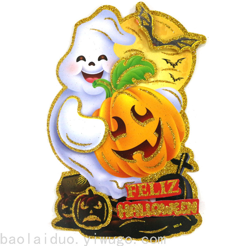 万圣节可以黄色中式雪人南瓜样式贴纸