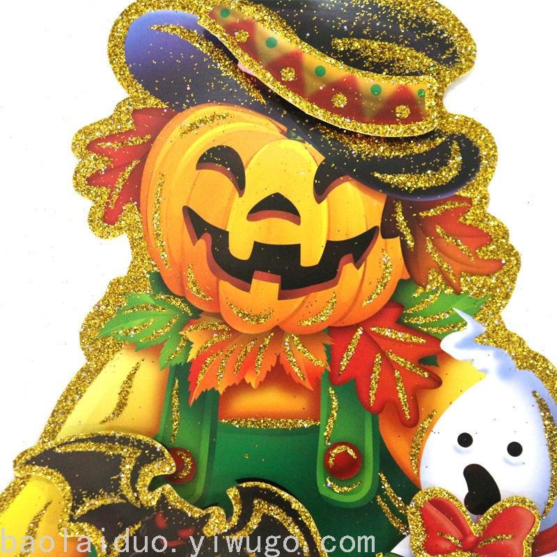 金色万圣节中式南瓜样式贴纸