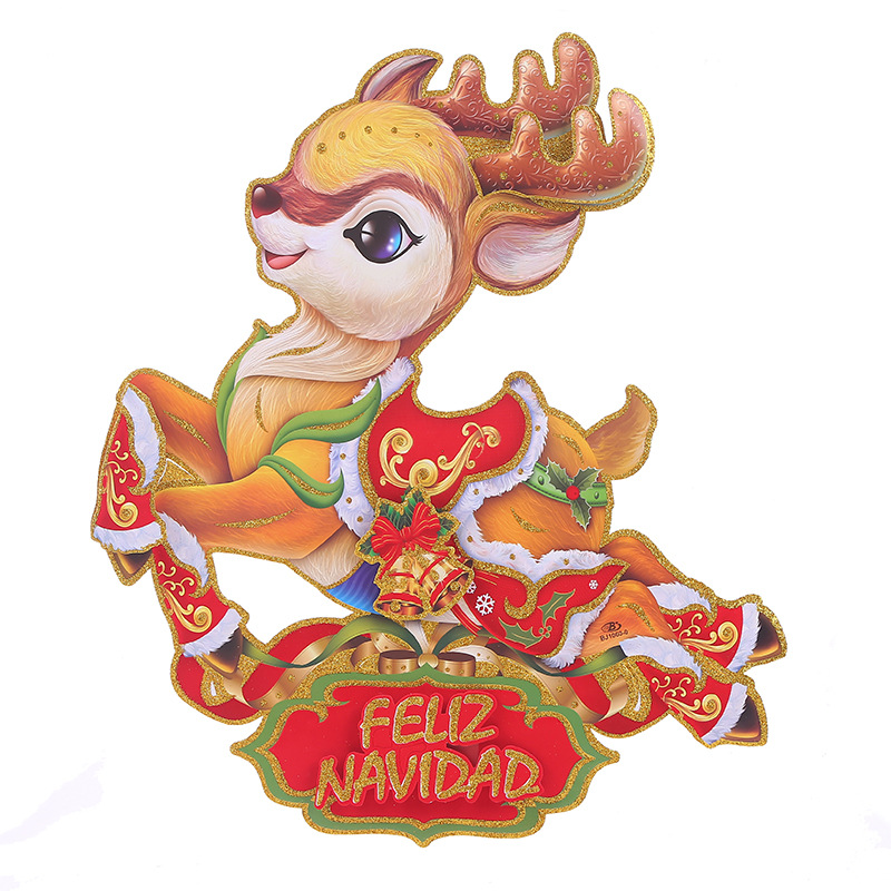 2021年畅销3D圣诞装饰品圣诞鹿贴纸西文圣诞用品