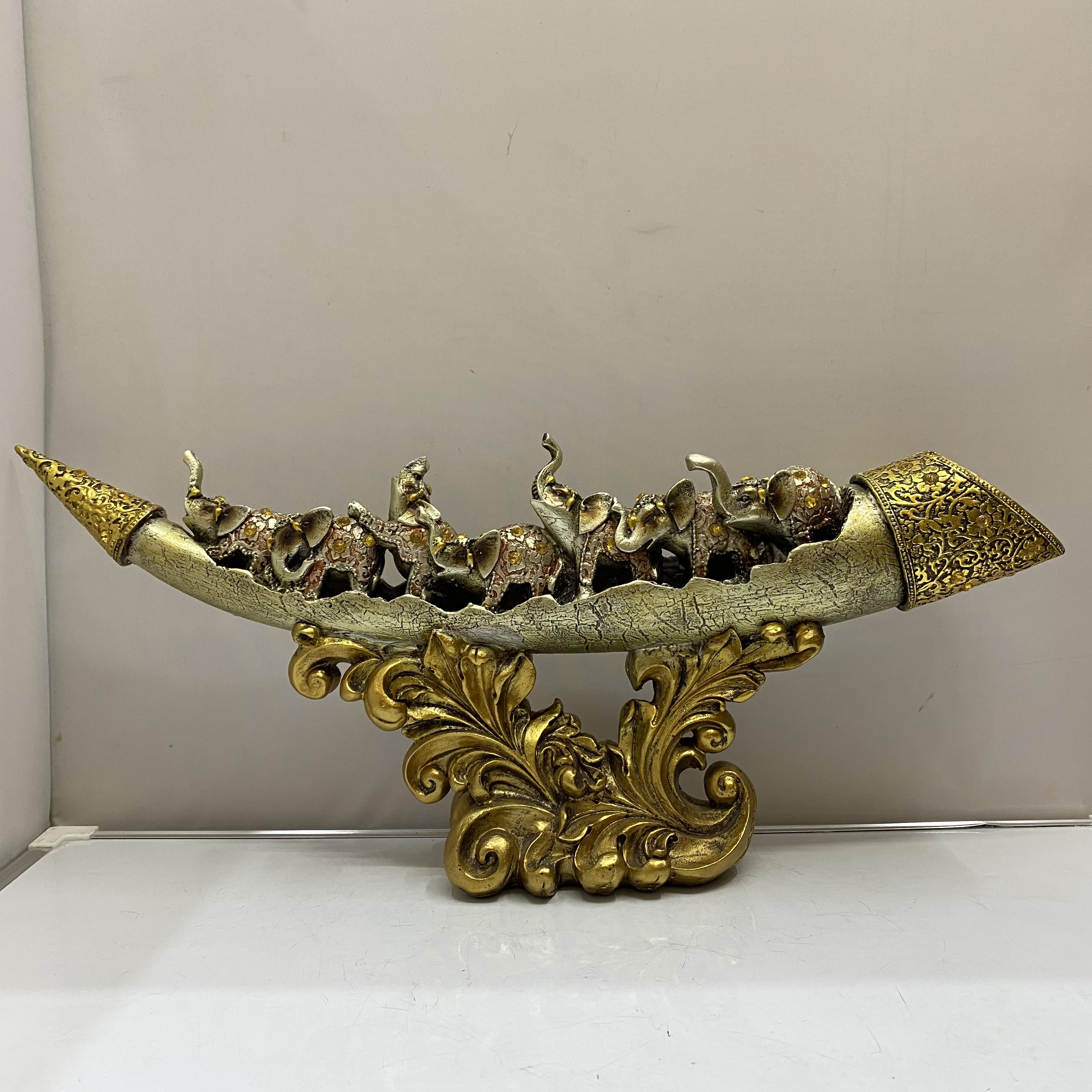 树脂工艺品 欧式创意七象桥大象家居摆件  办公桌摆件工艺品批发