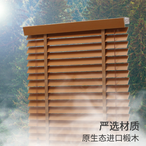 Solid Wood Louver Curtain Study Living Room Office Shutter Bedroom Chinese Electric Shading Wooden Shutter Window