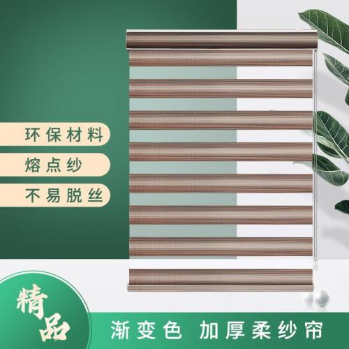Louver Curtain Toilet Office Balcony Shading Bathroom Soft Gauze Curtain Punch-Free Lifting Pull Curtain Electric Roller Shutter 