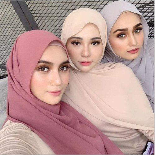 41-60 Color Cross-Border Pearl Chiffon Malaysian Style Pleated Toe Cap Women‘s Headscarf Breathable Size Cover Jm81