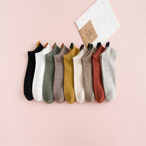 Tide Socks Women‘s Spring and Summer Thin Ankle Socks Sweet Short Socks Retro Ear Women‘s Socks low-Cut Women‘s Invisible Socks Low Waist Wholesale 