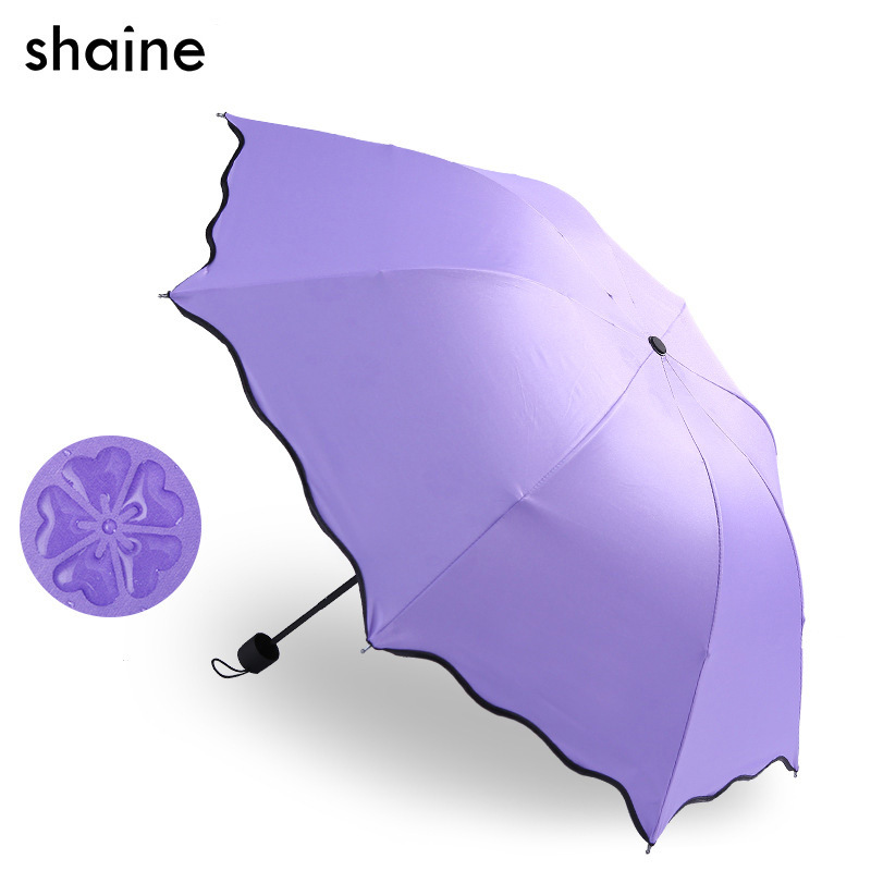 女士防紫外线防晒太阳伞折叠三折遮阳晴雨伞厂家批发遇水开花伞