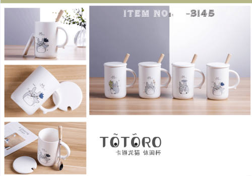 cartoon ceramic cup ceramic water cup with spoon totoro leisure cup ceramic gift