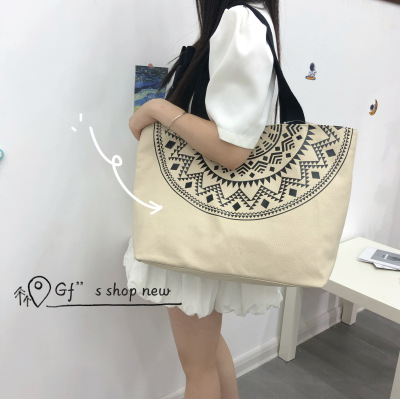 2021 New Women's Bag Korean Dongdaemun Cartoon Casual Ethnic Style Canvas Bag Hand Shoulder Bag Tote Bag
