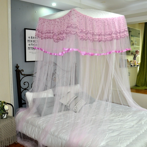 Factory Hanging Dome Mosquito Net Square with Bracket Princess Style Adult Foreign Trade Square Top Large Mosquito Net 