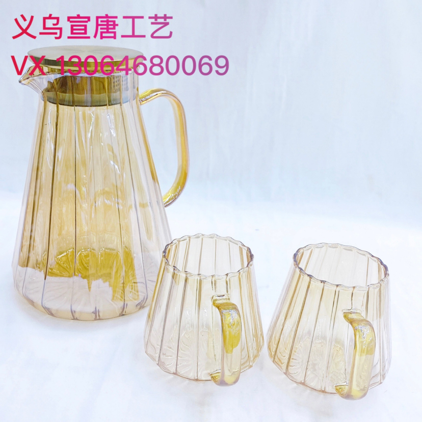 冷水壶高硼硅玻璃凉水壶家用网红冷水杯果汁白开水杯子大容量套装