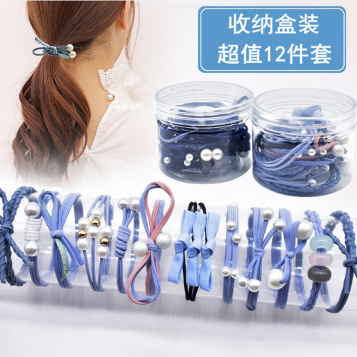 korean fresh basic hair rope hair accessories tie hair ponytail rubber band sweet hair rope hair ring 12-piece set