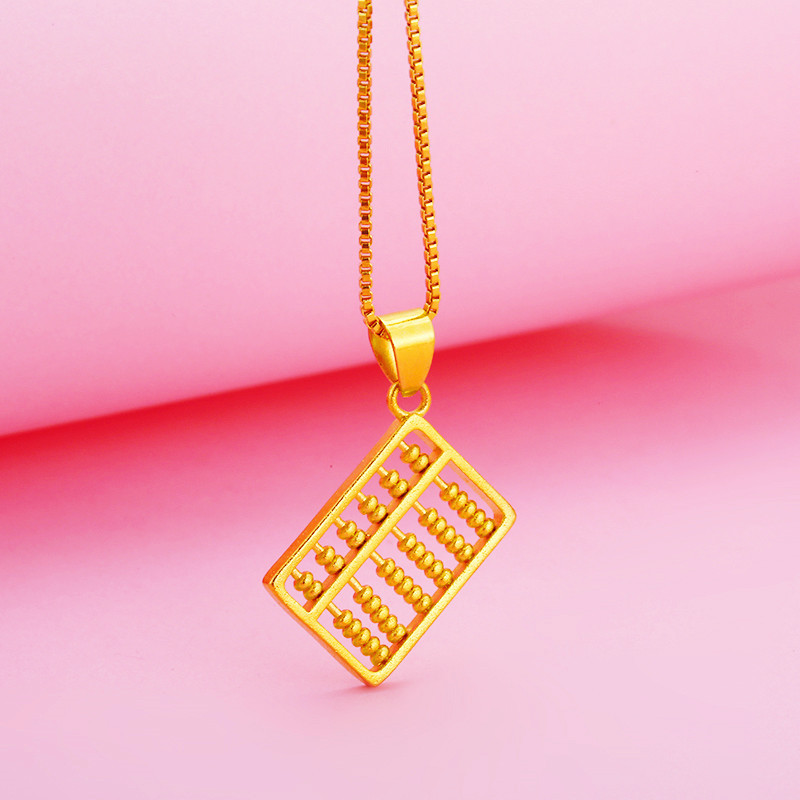 抖音直播款越南沙金算盘钱袋吊坠女简约时尚铜镀黄金算盘项坠批发